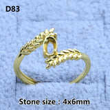 14k Plated Women's Ring Blank Base Bracket Tray DIY Setting Jewelry Findings