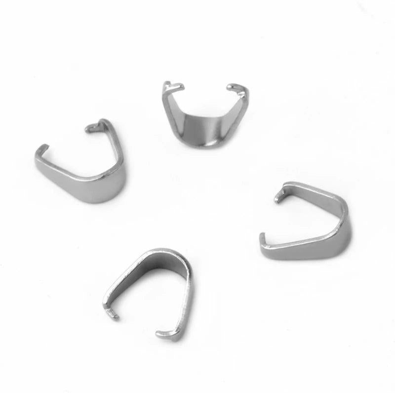 100pcs Stainless Steel Hook Clasp Pinch Clips Bail Pendants