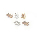 20 PCS 17x25mm Crystal Rhinestones Leaf Branches Alloy Accessories