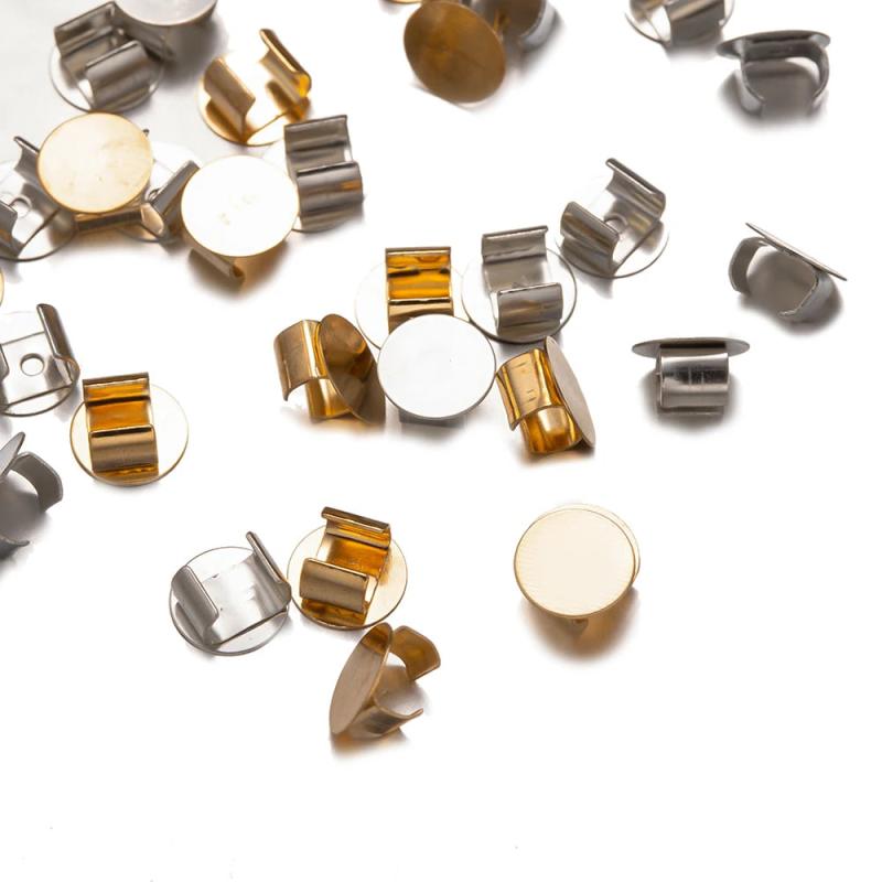 100pcs 8mm Hair Ring Clip Blank Base for Rubber Bands Buckle DIY Jewelry Making
