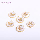 14K Plated Butterfly Pendant Sets, Zircon Shell Charm Supplies