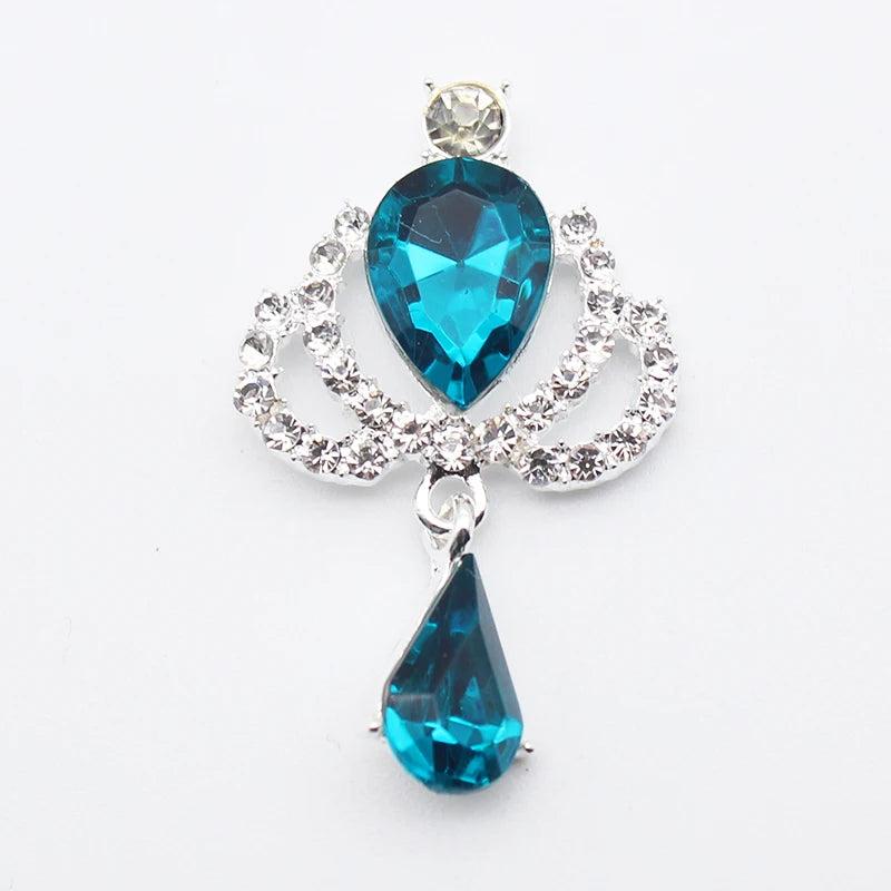 10pcs Flat Bottom Alloy Rhinestone Crown Pendant Accessories