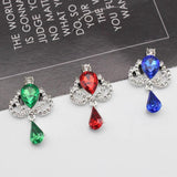 10pcs Flat Bottom Alloy Rhinestone Crown Pendant Accessories