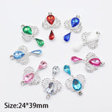 10pcs Flat Bottom Alloy Rhinestone Crown Pendant Accessories