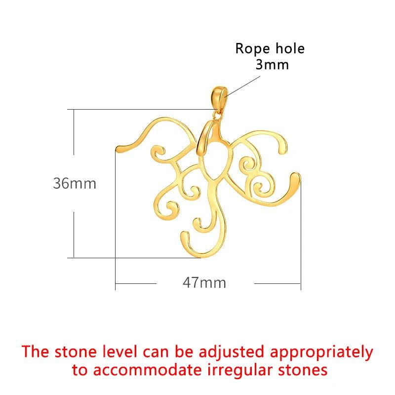 36x47 MM Amber Wax Pine Stone Pendant Bezel Base for DIY Jewelry Making