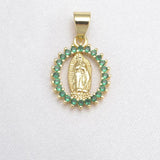 6 Pcs Oval Virgin Mary Pendant Necklace Chains Pave Zircon Crystal