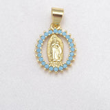 6 Pcs Oval Virgin Mary Pendant Necklace Chains Pave Zircon Crystal