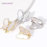 18K Plated Zircon Shell Butterfly Earrings Clasp Hooks