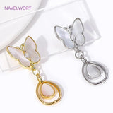 18K Plated Zircon Shell Butterfly Earrings Clasp Hooks