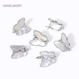 18K Plated Zircon Shell Butterfly Earrings Clasp Hooks