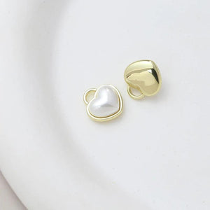 6pcs Zircon Pearl Love Heart Pendant DIY Jewelry Charms