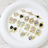 6pcs Zircon Pearl Love Heart Pendant DIY Jewelry Charms
