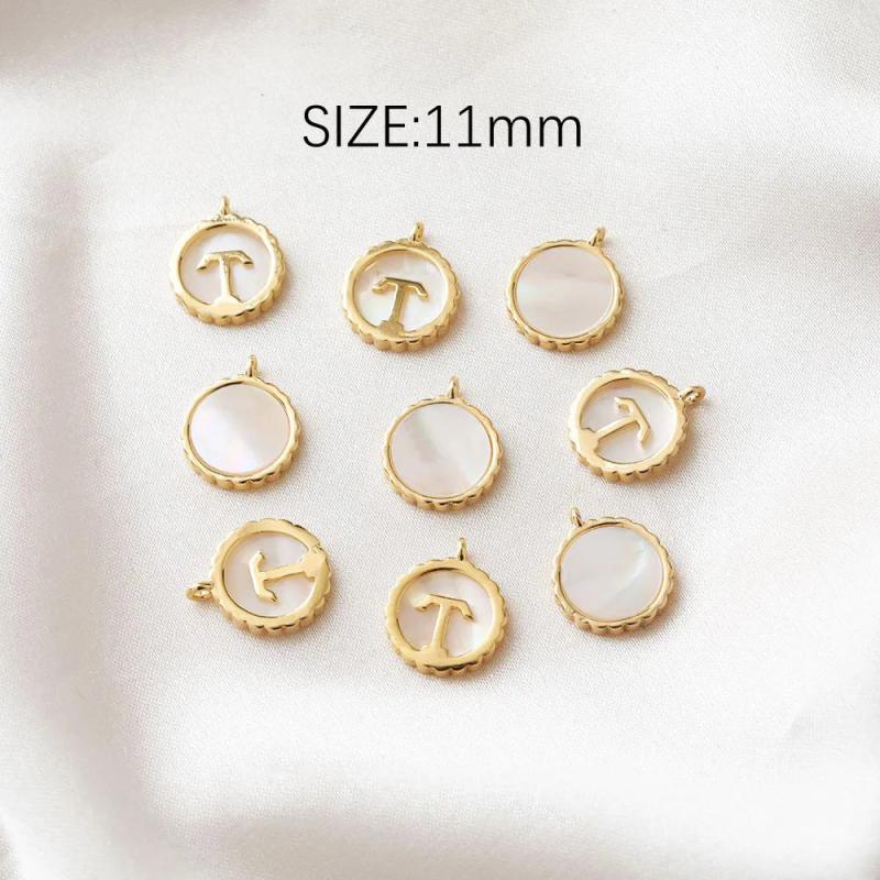 2PCS 14k Plated Moon Star Shell Necklace Pendant DIY Earrings