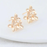 4PCS 15*16MM 14K Plated Brass Flowes Stud Earrings High Diy DIY Jewelry Making