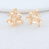 4PCS 15*16MM 14K Plated Brass Flowes Stud Earrings High Diy DIY Jewelry Making