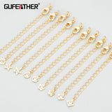 18k Plated Copper Zircon Necklace Extender 6pcs