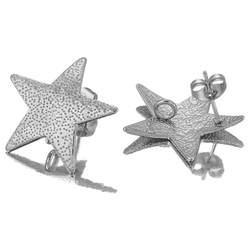 10pcs Stainless Steel Oval Star Plated Base for Earrings Making