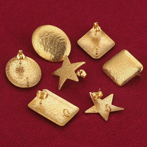 10pcs Stainless Steel Oval Star Plated Base for Earrings Making
