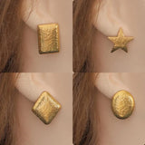 10pcs Stainless Steel Oval Star Plated Base for Earrings Making