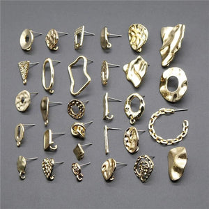 10pcs Golden Distorted Earrings Base Studs