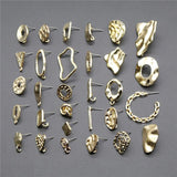 10pcs Golden Distorted Earrings Base Studs
