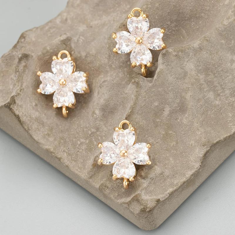 18k Plated Copper Zircon Charms Hand Made Jewelry Making DIY Pendants