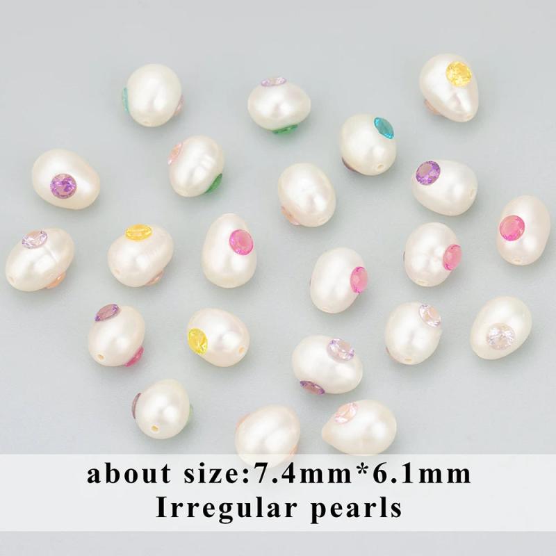 Natural Pearl Zircon Charms Hand Made Jewelry Making