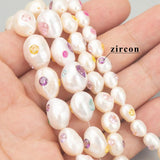 Natural Pearl Zircon Charms Hand Made Jewelry Making