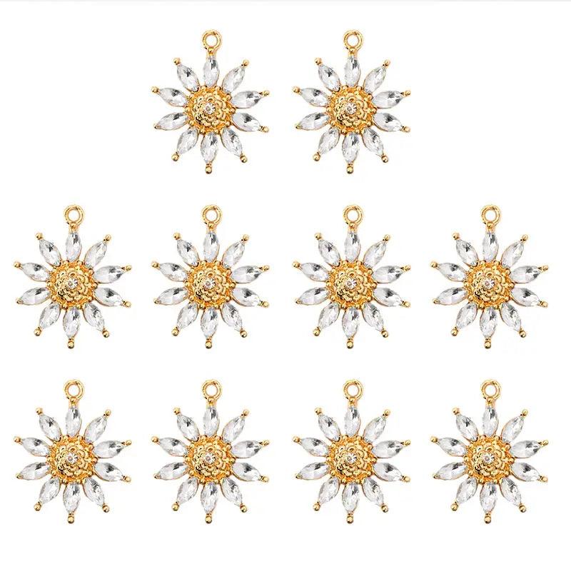 10Pcs Sunflower Charm Pendant For Earring DIY