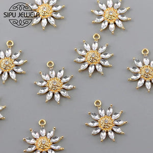 10Pcs Sunflower Charm Pendant For Earring DIY