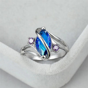 Rainbow Zircon Ring Marquise Purple Crystal Vintage