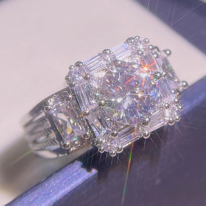Princess Square Zircon Engagement Ring for Women Jewelry Christmas Gift