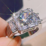 Princess Square Zircon Engagement Ring for Women Jewelry Christmas Gift