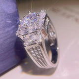 Princess Square Zircon Engagement Ring for Women Jewelry Christmas Gift