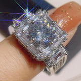 Princess Square Zircon Engagement Ring for Women Jewelry Christmas Gift