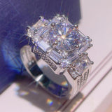 Princess Square Zircon Engagement Ring for Women Jewelry Christmas Gift