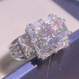 Princess Square Zircon Engagement Ring for Women Jewelry Christmas Gift