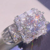 Princess Square Zircon Engagement Ring for Women Jewelry Christmas Gift