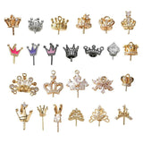 3Pcs Brass Crown Half Pin Top Drilled Pendant Charms Jewelry Accessories