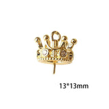 3Pcs Brass Crown Half Pin Top Drilled Pendant Charms Jewelry Accessories
