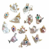 3Pcs Brass Crown Half Pin Top Drilled Pendant Charms Jewelry Accessories