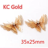 10pcs Metal Copper Rhinestone Butterfly Filigree Wraps Charm