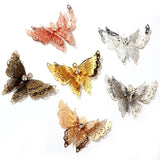 10pcs Metal Copper Rhinestone Butterfly Filigree Wraps Charm
