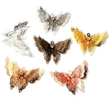 10pcs Metal Copper Rhinestone Butterfly Filigree Wraps Charm