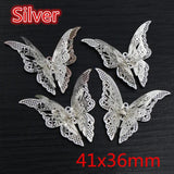 10pcs Metal Copper Rhinestone Butterfly Filigree Wraps Charm