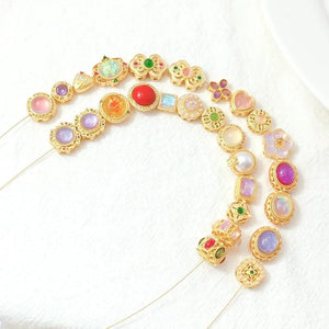 Matte Zirconium Hollow Circle Oval Peach Heart Beads DIY Jewelry 2 Pcs