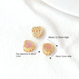Matte Zirconium Hollow Circle Oval Peach Heart Beads DIY Jewelry 2 Pcs