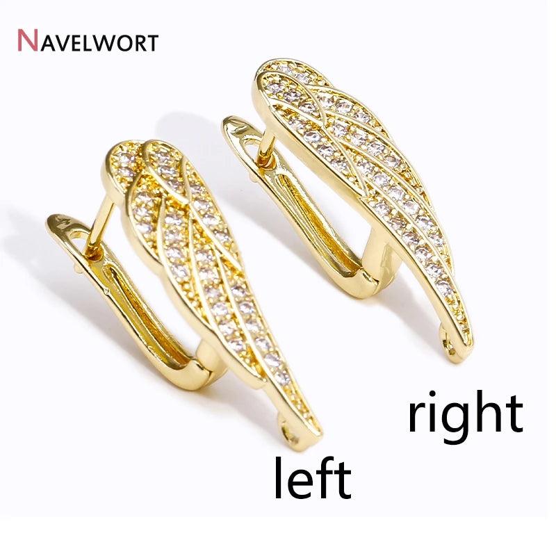 18K Zircon Feather Angle Wing Earring Hooks DIY Earrings