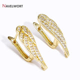 18K Zircon Feather Angle Wing Earring Hooks DIY Earrings