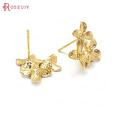 10PCS 16x14MM Brass Flower Stud Earrings Pins Jewelry Making